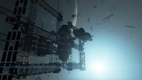 Docked with one of the new stations added by the Retrograde mod.