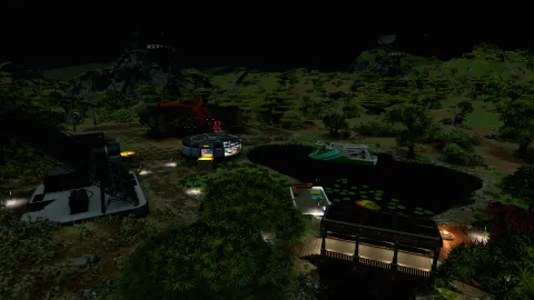 Looking down on parts of the Cliffside Estate at night.