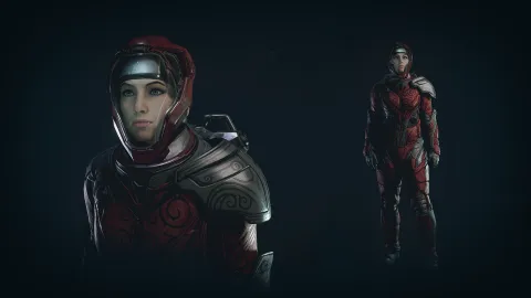 Luxurious Spacesuit - Crimson Dark/Shadowed Style