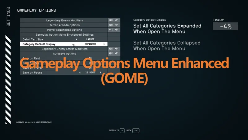 Gameplay Options Menu Enhanced (GOME)